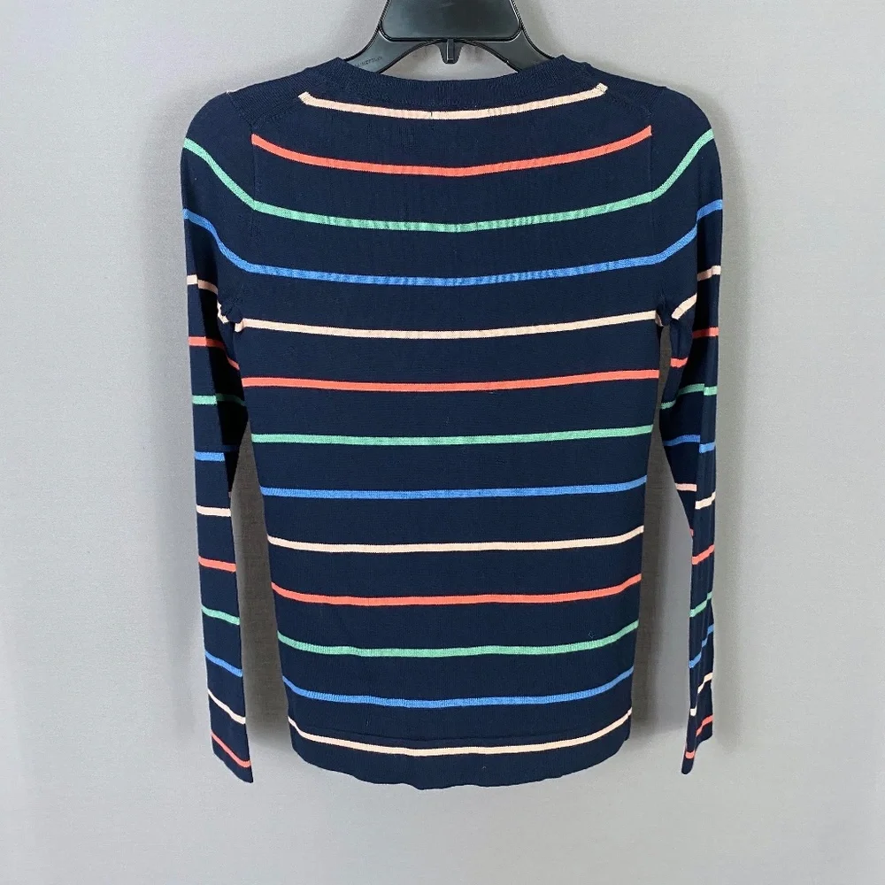 J. Crew Womens Katie Stripe Sweater in Navy Multi Size XXS NWOT 100% Cot… - Picture 6 of 9